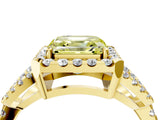 Yellow gold Fancy Yellow Asscher Cut Cut Diamond Halo Engagement Ring with Open Split Pavé Band_4