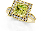 Yellow gold Fancy Yellow Asscher Cut-Cut Diamond Halo Engagement Ring with Pave Band and Prong Setting_1