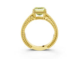 Yellow gold Fancy Yellow Asscher Cut Cut Diamond Milgrain Pave Band Four-Prong Setting Ring_6