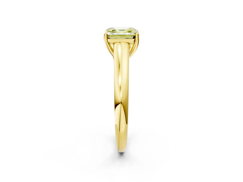 Yellow gold Fancy Yellow Asscher Cut Cut Diamond Solitaire Engagement Ring with Tapered Plain Band and Four-Prong Setting_2