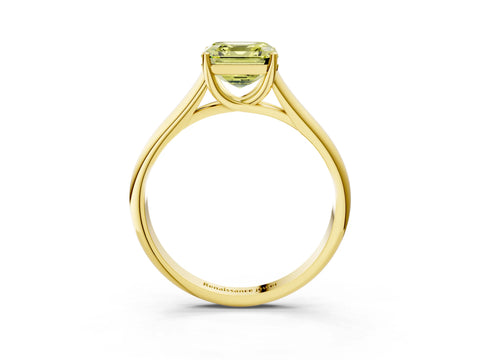 Yellow gold Fancy Yellow Asscher Cut Cut Diamond Solitaire Engagement Ring with Tapered Plain Band and Four-Prong Setting_3