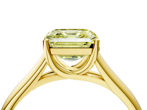 Yellow gold Fancy Yellow Asscher Cut Cut Diamond Solitaire Engagement Ring with Tapered Plain Band and Four-Prong Setting_4