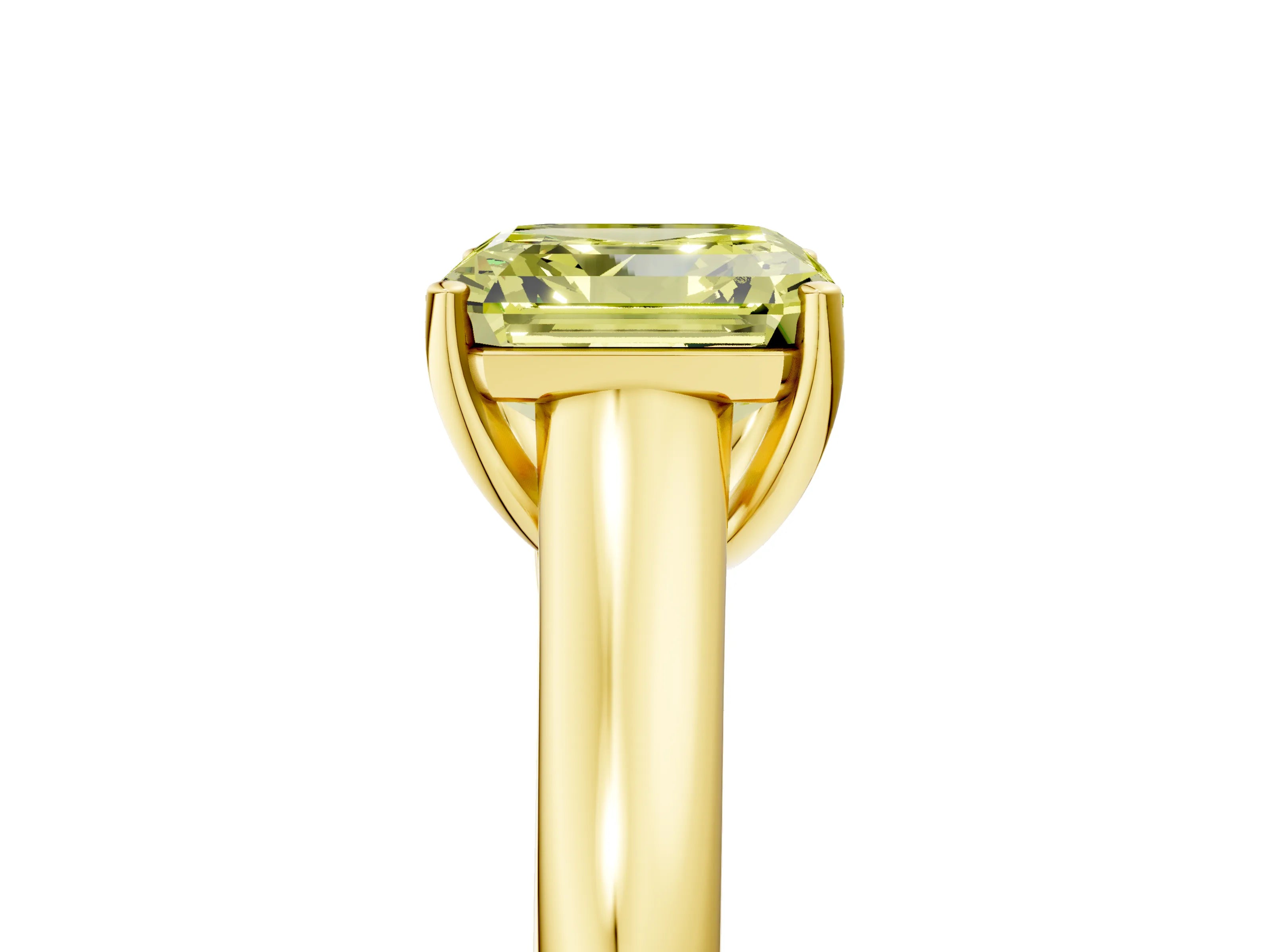 Yellow gold Fancy Yellow Asscher Cut Cut Diamond Solitaire Engagement Ring with Tapered Plain Band and Four-Prong Setting_5