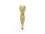 Yellow gold Fancy Yellow Asscher Cut Cut Diamond Twisted Band with Milgrain Pave Setting and Four-Prong Setting_2