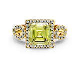 Yellow gold Fancy Yellow Asscher Cut Cut Halo Diamond Infinity Band with Four-Prong Setting