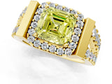 Yellow gold Fancy Yellow Asscher Cut Cut Halo Split Shank Prong Set Ring_13