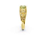 Yellow gold Fancy Yellow Asscher Cut Cut Milgrain Pave Diamond Engagement Ring with Four-Prong Setting_17