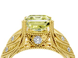 Yellow gold Fancy Yellow Asscher Cut Cut Milgrain Pave Diamond Engagement Ring with Four-Prong Setting_19