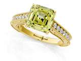 Yellow gold Fancy Yellow Asscher Cut Cut Pave Band Milgrain Solitaire Ring_1