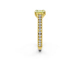 Yellow gold Fancy Yellow Asscher Cut Cut Pave Band Milgrain Solitaire Ring_2