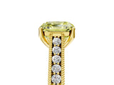Yellow gold Fancy Yellow Asscher Cut Cut Pave Band Milgrain Solitaire Ring_5