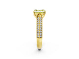 Yellow gold Fancy Yellow Asscher Cut Cut Pave Split Shank Engagement Ring with Four-Prong Setting_2