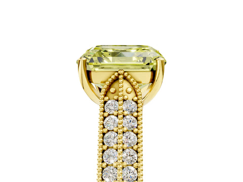 Yellow gold Fancy Yellow Asscher Cut Cut Pave Split Shank Engagement Ring with Four-Prong Setting_5
