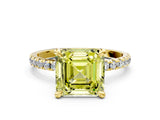 Yellow gold Fancy Yellow Asscher Cut Diamond Brilliant Solitaire Ring with Pavé Band and Four-Prong Setting_12