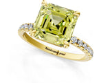 Yellow gold Fancy Yellow Asscher Cut Diamond Brilliant Solitaire Ring with Pavé Band and Four-Prong Setting_13