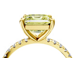Yellow gold Fancy Yellow Asscher Cut Diamond Brilliant Solitaire Ring with Pavé Band and Four-Prong Setting_16