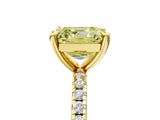 Yellow gold Fancy Yellow Asscher Cut Diamond Brilliant Solitaire Ring with Pavé Band and Four-Prong Setting_17
