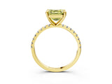 Yellow gold Fancy Yellow Asscher Cut Diamond Brilliant Solitaire Ring with Pavé Band and Four-Prong Setting_3