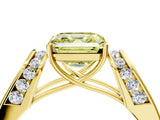 Yellow gold Fancy Yellow Asscher Cut Diamond Channel Set Solitaire Ring with Four-Prong Setting_28