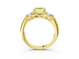 Yellow gold Fancy Yellow Asscher  Cut Diamond Cluster Ring with Round Accent Stones and Prong Setting on a Classic Band_60