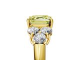 Yellow gold Fancy Yellow Asscher  Cut Diamond Cluster Ring with Round Accent Stones and Prong Setting on a Classic Band_62