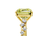 Yellow gold Fancy Yellow Asscher Cut Diamond Cluster Side Stone Solitaire Ring with Prong Setting_80