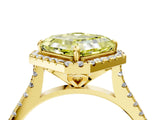Yellow gold Fancy Yellow Asscher Cut Diamond Cushion Halo Ring with Pavé Band_4