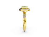 Yellow gold Fancy Yellow Asscher Cut Diamond Double Halo Ring with Split Shank and Four-Prong Setting_14