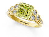 Yellow gold Fancy Yellow Asscher  Cut Diamond Engagement Ring with Bezel Set Round Side Stones and Prong Setting_65
