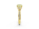 Yellow gold Fancy Yellow Asscher  Cut Diamond Engagement Ring with Bezel Set Round Side Stones and Prong Setting_66