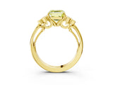 Yellow gold Fancy Yellow Asscher  Cut Diamond Engagement Ring with Bezel Set Round Side Stones and Prong Setting_67