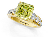 Yellow gold Fancy Yellow Asscher  Cut Diamond Engagement Ring with Pavé Band and Four-Prong Setting_4