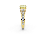 Yellow gold Fancy Yellow Asscher  Cut Diamond Engagement Ring with Pavé Band and Four-Prong Setting_5