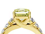 Yellow gold Fancy Yellow Asscher  Cut Diamond Engagement Ring with Pavé Band and Four-Prong Setting_7