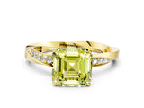 Yellow gold Fancy Yellow Asscher Cut Diamond Engagement Ring with Side Stone Accents and Four-Prong Setting_12