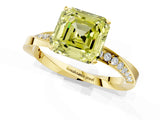 Yellow gold Fancy Yellow Asscher Cut Diamond Engagement Ring with Side Stone Accents and Four-Prong Setting_145