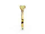 Yellow gold Fancy Yellow Asscher Cut Diamond Engagement Ring with Side Stone Accents and Four-Prong Setting_146