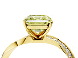 Yellow gold Fancy Yellow Asscher Cut Diamond Engagement Ring with Side Stone Accents and Four-Prong Setting_148