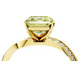 Yellow gold Fancy Yellow Asscher Cut Diamond Engagement Ring with Side Stone Accents and Four-Prong Setting_22