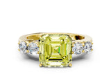 Yellow gold Fancy Yellow Asscher  Cut Diamond Five-Stone Prong Set White Gold Ring_30
