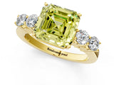 Yellow gold Fancy Yellow Asscher  Cut Diamond Five-Stone Prong Set White Gold Ring_31