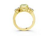Yellow gold Fancy Yellow Asscher  Cut Diamond Five-Stone Prong Set White Gold Ring_33