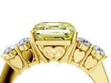 Yellow gold Fancy Yellow Asscher  Cut Diamond Five-Stone Prong Set White Gold Ring_34