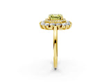 Yellow gold Fancy Yellow Asscher Cut Diamond Floral Double Halo Engagement Ring with Prong Setting_2