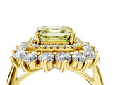 Yellow gold Fancy Yellow Asscher Cut Diamond Floral Double Halo Engagement Ring with Prong Setting_4