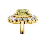Yellow gold Fancy Yellow Asscher Cut Diamond Floral Double Halo Engagement Ring with Prong Setting_5