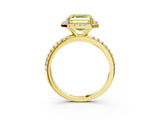 Yellow gold Fancy Yellow Asscher  Cut Diamond Floral Halo Engagement Ring with Pavé Band and Prong Setting_20