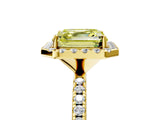 Yellow gold Fancy Yellow Asscher  Cut Diamond Floral Halo Engagement Ring with Pavé Band and Prong Setting_22
