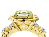 Yellow gold Fancy Yellow Asscher  Cut Diamond Floral Halo Engagement Ring with Shared Prong Setting 5