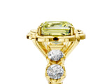 Yellow gold Fancy Yellow Asscher  Cut Diamond Floral Halo Engagement Ring with Shared Prong Setting